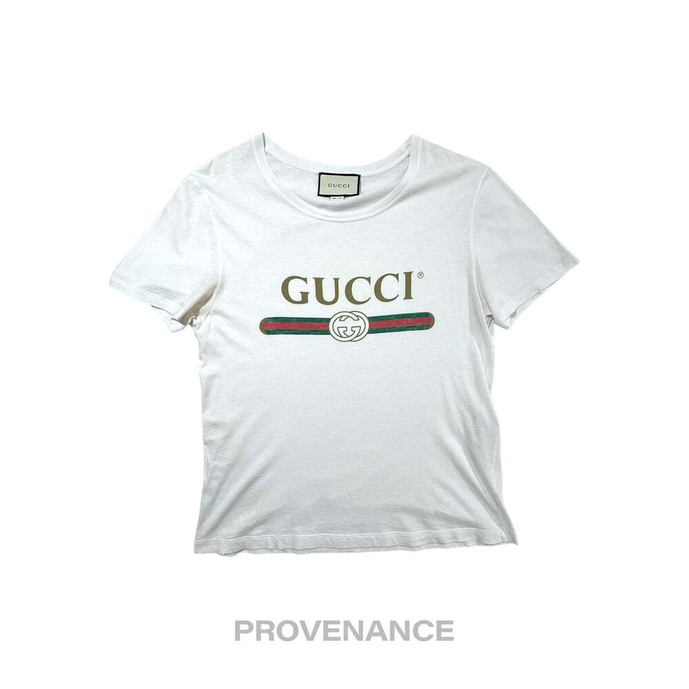 🔴 Gucci GG Signature Web Vintage Logo T-Shirt - White S